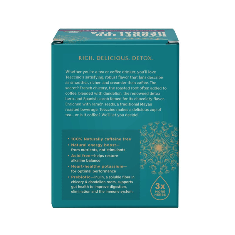 Teeccino Dandelion Dark Roast Roasted Herbal Tea Herbal Tea Dark Cyan 25 tea bags,10 tea bags,50 tagless eco-friendly tea bags