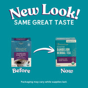 Teeccino Dandelion Dark Roast Roasted Herbal Tea Herbal Tea Dark Cyan 25 tea bags,10 tea bags,50 tagless eco-friendly tea bags