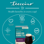 Teeccino Dandelion Dark Roast Roasted Herbal Tea Herbal Tea Dark Cyan 25 tea bags,10 tea bags,50 tagless eco-friendly tea bags