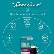 Teeccino Dandelion Dark Roast Roasted Herbal Tea Herbal Tea Dark Cyan 25 tea bags,10 tea bags,50 tagless eco-friendly tea bags