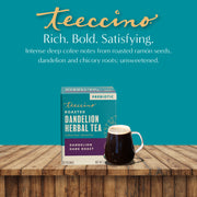 Teeccino Dandelion Dark Roast Roasted Herbal Tea Herbal Tea Dark Cyan 25 tea bags,10 tea bags,50 tagless eco-friendly tea bags