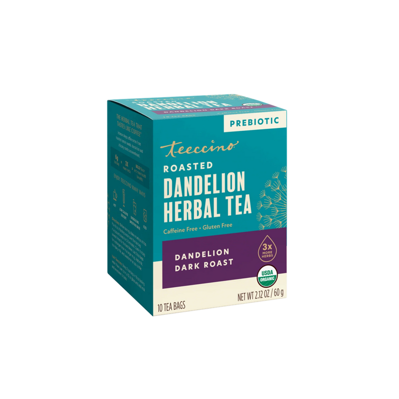 Teeccino Dandelion Dark Roast Roasted Herbal Tea Herbal Tea Dark Cyan 10 tea bags