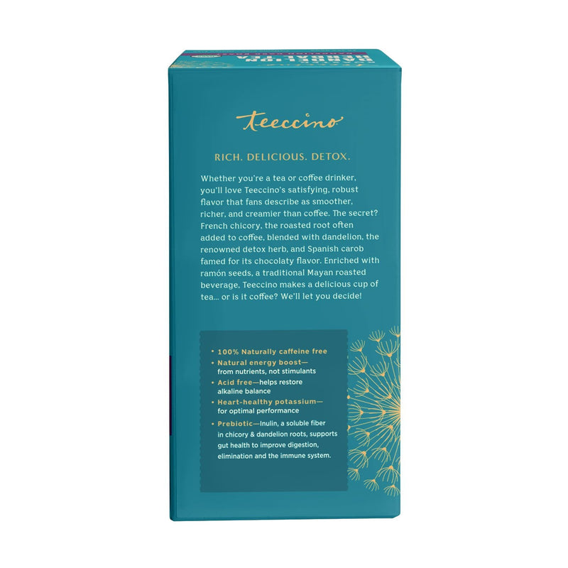 Teeccino Dandelion Dark Roast Roasted Herbal Tea Herbal Tea Steel Blue 50 tagless eco-friendly tea bags