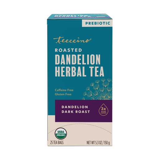 Teeccino Dandelion Dark Roast Roasted Herbal Tea Herbal Tea Dark Cyan 25 tea bags,10 tea bags,50 tagless eco-friendly tea bags