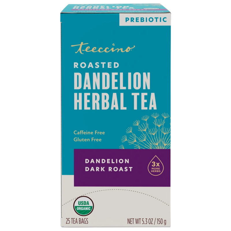 Teeccino Dandelion Dark Roast Roasted Herbal Tea Herbal Tea Dark Cyan 25 tea bags