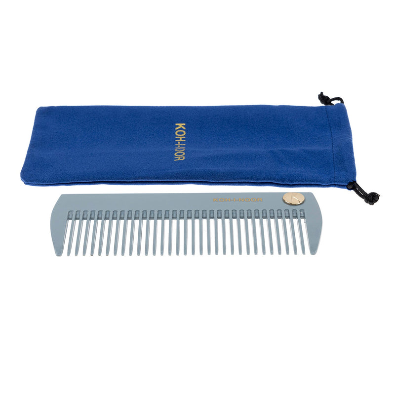 KOH-I-NOOR Beauty USA Pastel Wide Tooth Comb - Biodegradable Acetate for Detangling All Hair Types Comb White Smoke Baby blue