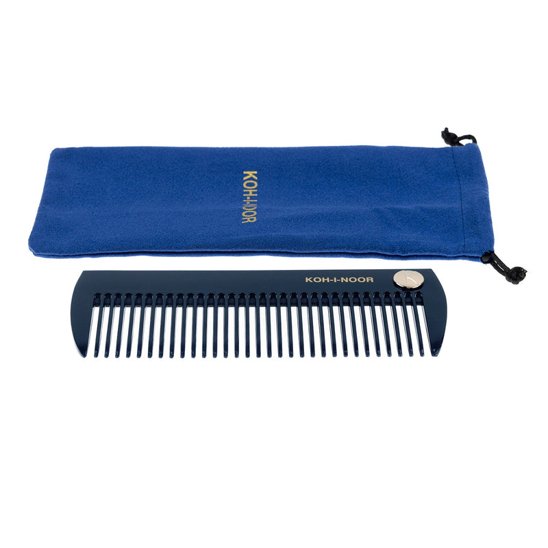 KOH-I-NOOR Beauty USA Pastel Wide Tooth Comb - Biodegradable Acetate for Detangling All Hair Types Comb White Smoke Navy blue