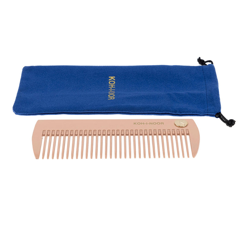 KOH-I-NOOR Beauty USA Pastel Wide Tooth Comb - Biodegradable Acetate for Detangling All Hair Types Comb White Smoke Face powder pink