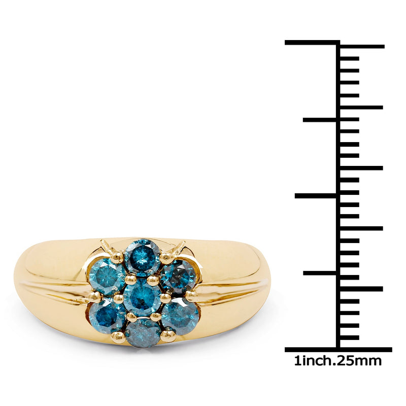 Bids.com 14K Yellow Gold Plated 0.98 Carat Genuine Blue Diamond .925 Sterling Silver Ring Rings White Smoke size 8.00,size 9.00,size 6.00,size 7.00,size 5.00