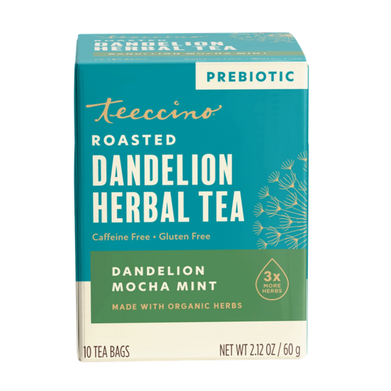 Teeccino Dandelion Mocha Mint Roasted Herbal Tea Herbal Tea Dark Cyan 25 tea bags,10 tea bags
