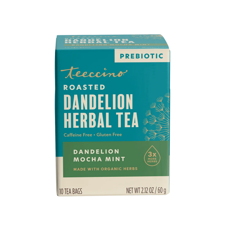 Teeccino Dandelion Mocha Mint Roasted Herbal Tea Herbal Tea Dark Cyan 25 tea bags,10 tea bags