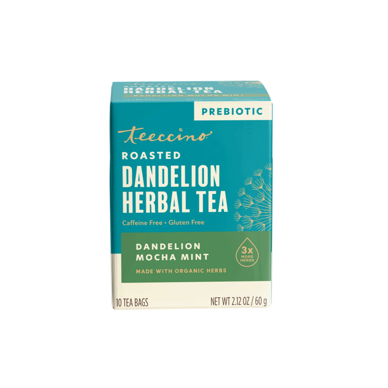 Teeccino Dandelion Mocha Mint Roasted Herbal Tea Herbal Tea Dark Cyan 10 tea bags