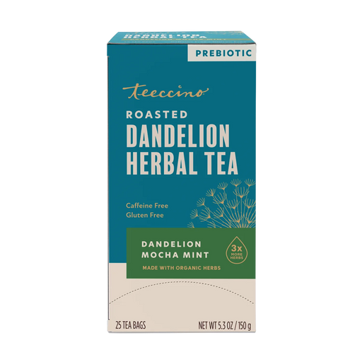 Teeccino Dandelion Mocha Mint Roasted Herbal Tea Herbal Tea Dark Cyan 25 tea bags,10 tea bags