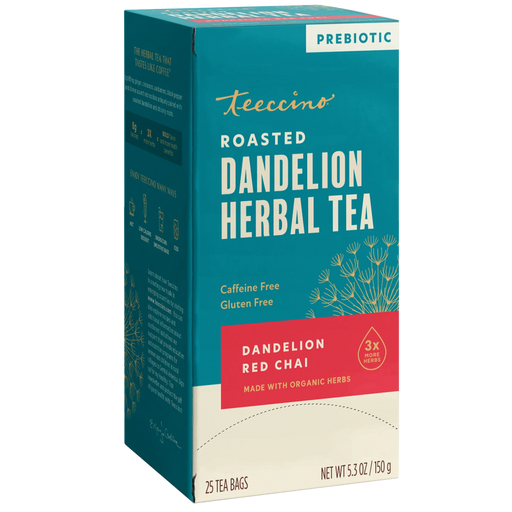 Teeccino Dandelion Red Chai Roasted Herbal Tea Herbal Tea Dark Cyan 25 tea bags,10 tea bags