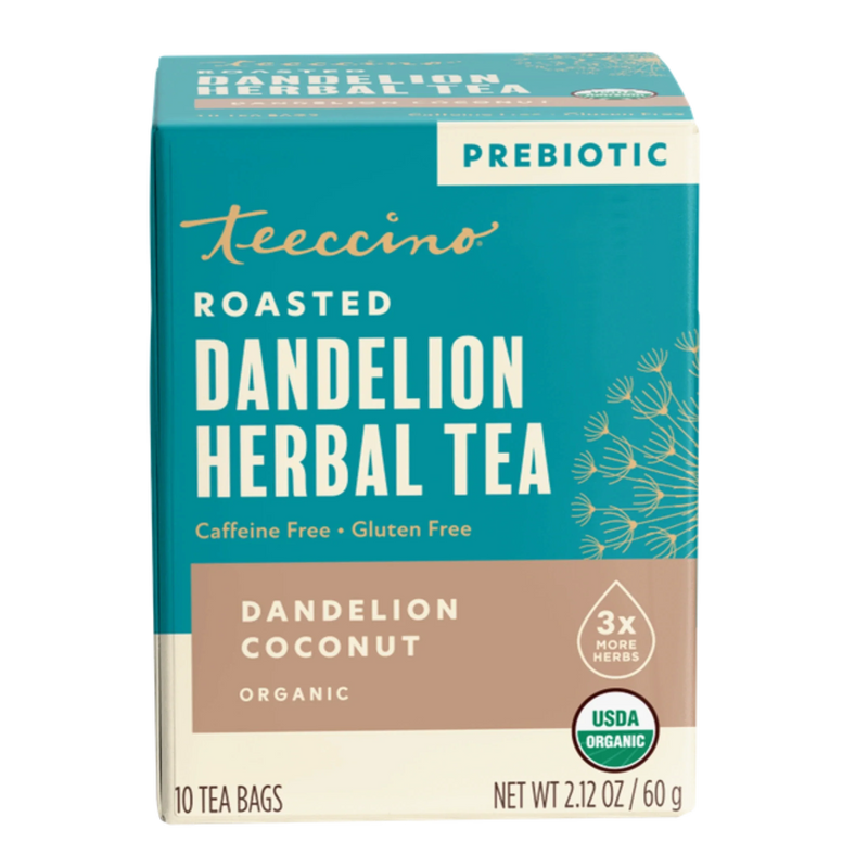 Teeccino Dandelion Coconut Roasted Herbal Tea Herbal Tea Dark Cyan 25 tea bags,10 tea bags