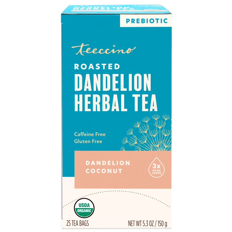 Teeccino Dandelion Coconut Roasted Herbal Tea Herbal Tea Light Sea Green 25 tea bags