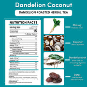 Teeccino Dandelion Coconut Roasted Herbal Tea Herbal Tea Dark Cyan 25 tea bags,10 tea bags