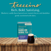 Teeccino Dandelion Blueberry Vanilla Roasted Herbal Tea Herbal Tea Dark Cyan 25 tea bags,10 tea bags