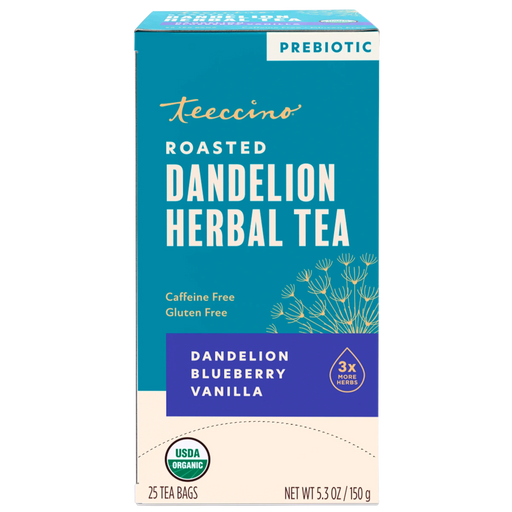 Teeccino Dandelion Blueberry Vanilla Roasted Herbal Tea Herbal Tea Dark Cyan 25 tea bags