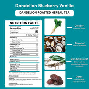 Teeccino Dandelion Blueberry Vanilla Roasted Herbal Tea Herbal Tea Dark Cyan 25 tea bags,10 tea bags