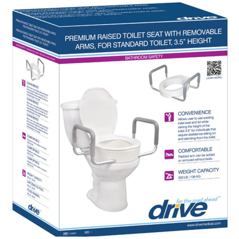 Drive Medical Toilet Seat Riser Eq  W/Removarm Medical White Smoke