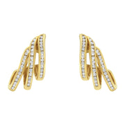 Bids.com 10K Yellow Gold 1.0 Cttw Round Brilliant Cut Diamond Spiral Multi Row Channel Set Open Hoop Pushback Stud Earrings (H-I Color, I1-I2 Clarity) Earrings White Smoke Yellow.Gold / 1