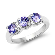 Bids.com 1.05 Carat Genuine Tanzanite .925 Sterling Silver Ring Rings White Smoke size 6.00,size 7.00,size 8.00,size 9.00,size 5.00