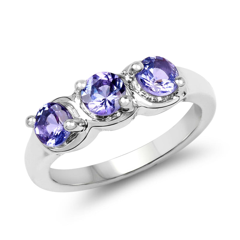 Bids.com 1.05 Carat Genuine Tanzanite .925 Sterling Silver Ring Rings White Smoke size 6.00,size 7.00,size 8.00,size 9.00,size 5.00