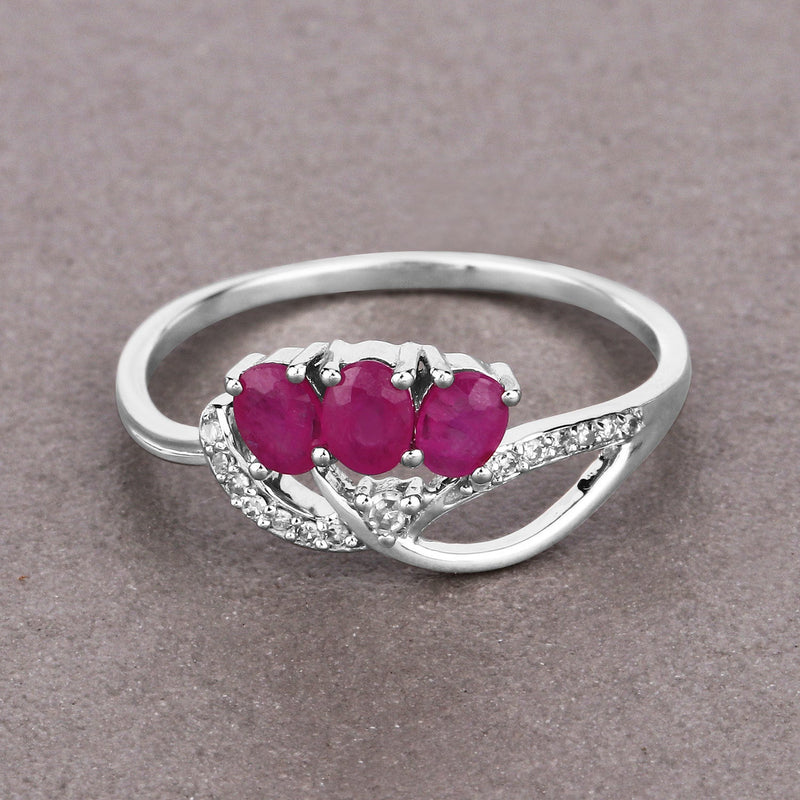 Bids.com 0.71 Carat Genuine Ruby and White Diamond 14K White Gold Ring Rings Light Slate Gray size 5.00,size 6.00,size 7.00,size 8.00,size 9.00