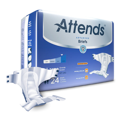 Attends Attends Unisex Adult Incontinence Brief Large Disposable DDC30, Case Of 3 Bicycle Shorts & Briefs White Smoke