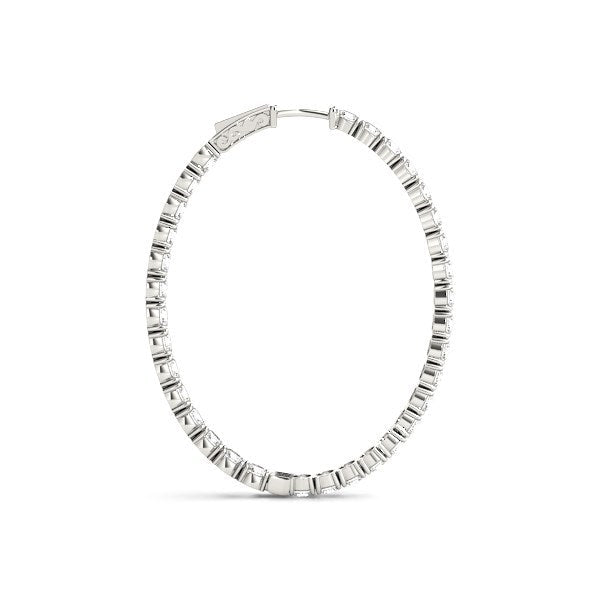 Bids.com Oval Shape Two Sided Diamond Hoop Earrings in 14k White Gold (2 cttw) Earrings White Smoke White Gold
