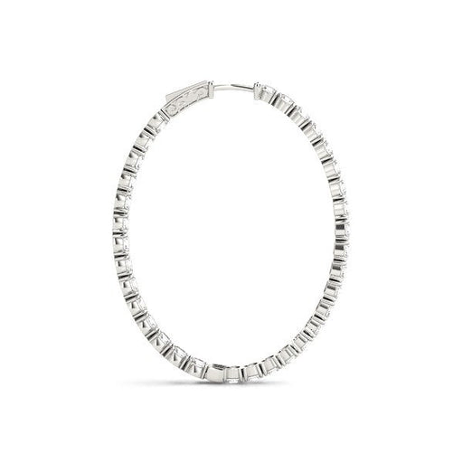 Bids.com Oval Shape Two Sided Diamond Hoop Earrings in 14k White Gold (2 cttw) Earrings White Smoke White Gold