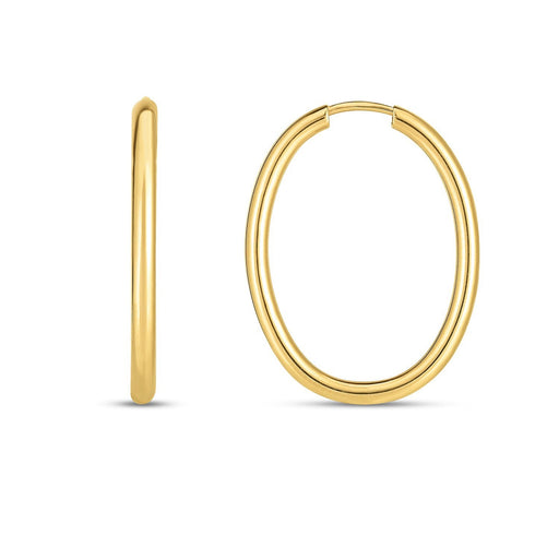 Bids.com 14k Yellow Gold Endless Oval Hoop Earrings(2x25mm) Earrings White Smoke Yellow Gold