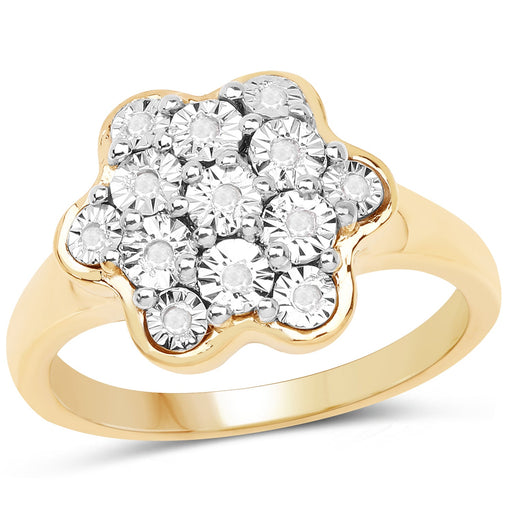 Bids.com 14K Yellow Gold Plated 0.07 Carat Genuine White Diamond .925 Sterling Silver Ring Rings White Smoke size 8.00,size 9.00,size 6.00,size 7.00