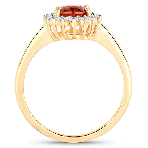 Bids.com 1.87 Carat Genuine Spessartite Garnet and White Diamond 14K Yellow Gold Ring Rings White Smoke size 6.00,size 7.00,size 8.00,size 9.00