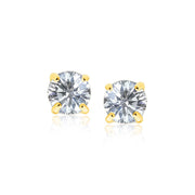 Bids.com 14k Yellow Gold Stud Earrings with White Hue Faceted Cubic Zirconia Earrings White Smoke Yellow Gold