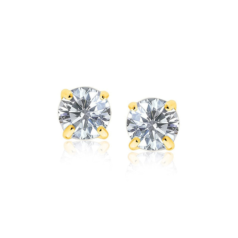 Bids.com 14k Yellow Gold Stud Earrings with White Hue Faceted Cubic Zirconia Earrings White Smoke Yellow Gold