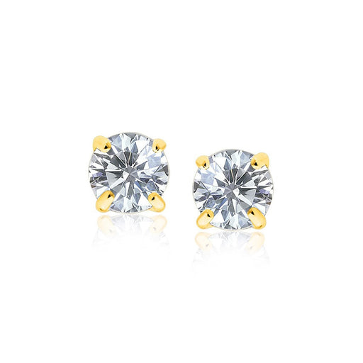 Bids.com 14k Yellow Gold Stud Earrings with White Hue Faceted Cubic Zirconia Earrings White Smoke Yellow Gold