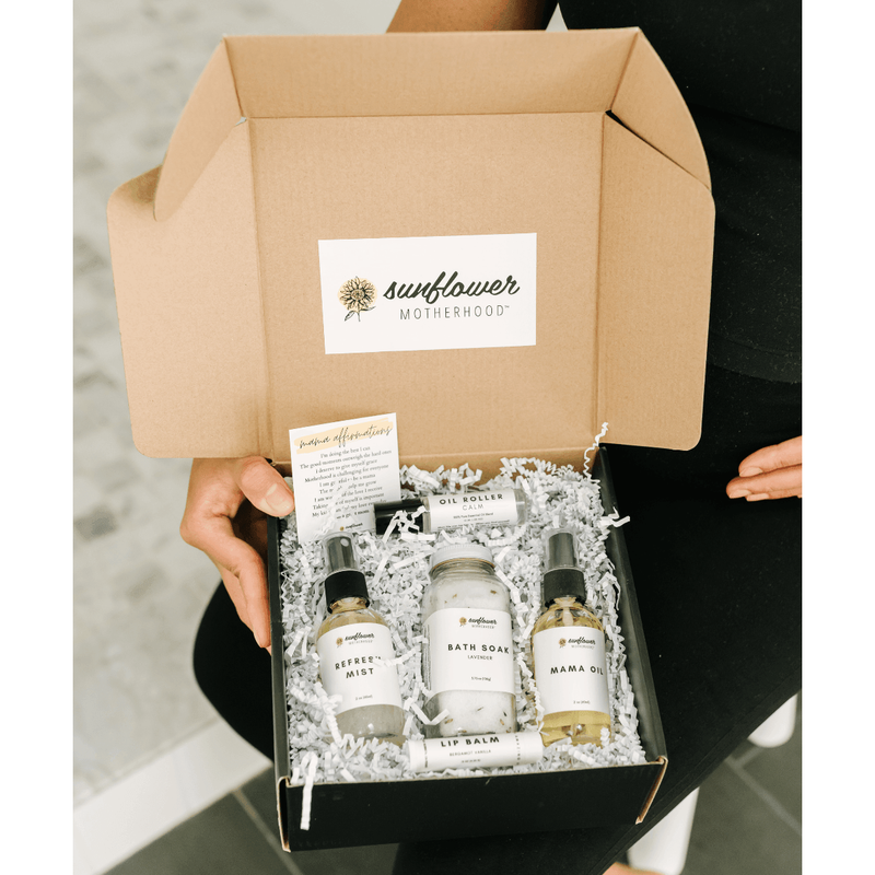 Sunflower Motherhood Self Care Gift Box Bath & Body Gift Set Tan