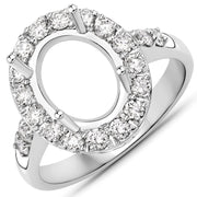 Bids.com 0.60 Carat Genuine White Diamond 14K White Gold Semi Mount Ring - holds 10x8mm Oval Gemstone Rings White Smoke size 7.00,size 6.00,size 8.00