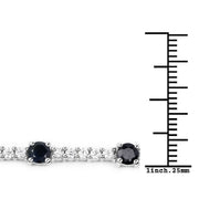 Bids.com 6.21 Carat Genuine Blue Sapphire and White Zircon .925 Sterling Silver Bracelet Bracelets White Smoke size 7.50