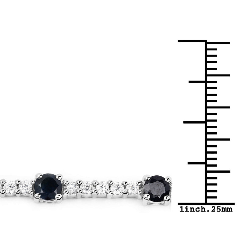 Bids.com 6.21 Carat Genuine Blue Sapphire and White Zircon .925 Sterling Silver Bracelet Bracelets White Smoke size 7.50