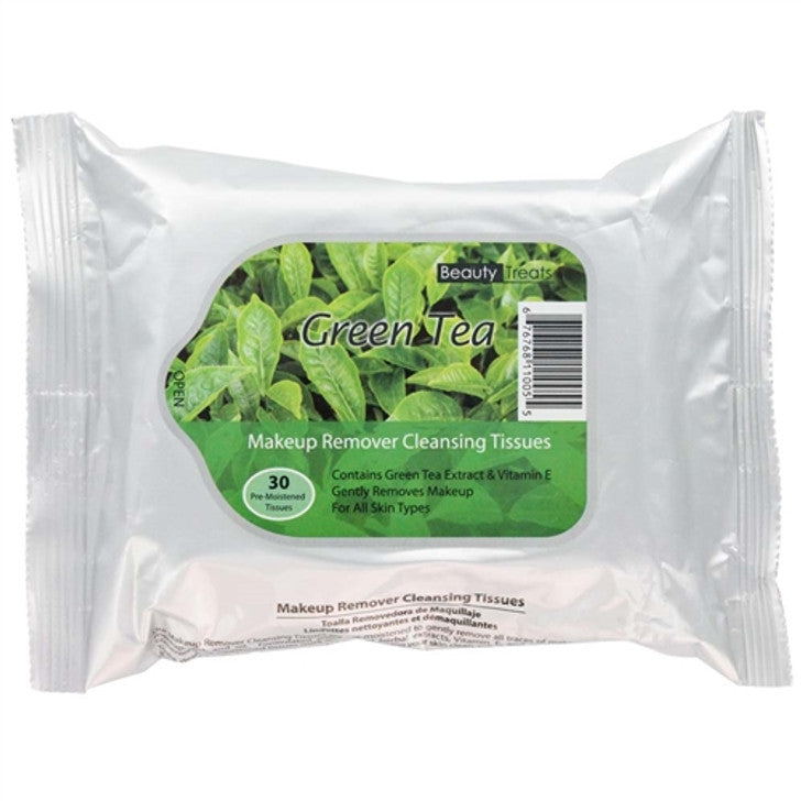 Beauty Treats Beauty Treats Make Up Cleansing Tissues 30 Count Green Tea Makeup Removers White Smoke