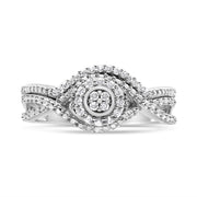Bids.com .925 Sterling Silver 1/6 Cttw Diamond Composite Halo and Split Shank Bridal Set Ring and Band  (I-J Color, I3 Clarity) - Size 7 Rings White Smoke 7 / White.Sterling Silver,9 / White.Sterling Silver,6 / White.Sterling Silver,8 / White.Sterling Silver,5 / White.Sterling Silver,10 / White.Sterling Silver,11 / White.Sterling Silver,12 / White.Sterling Silver