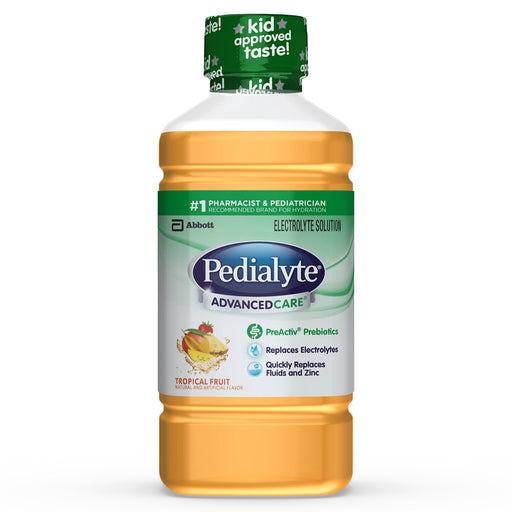 Pedialyte Pedialyte Advanced Care Tropical Fruit Electrolyte Solution, 33.8 Fl Oz Juice White Smoke