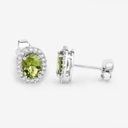Bids.com 1.92 Carat Genuine Green Tourmaline and White Diamond 14K White Gold Earrings Earrings White Smoke