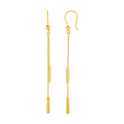 Bids.com Textured Bar Long Drop Earrings in 14k Yellow Gold Earrings White Smoke Yellow Gold