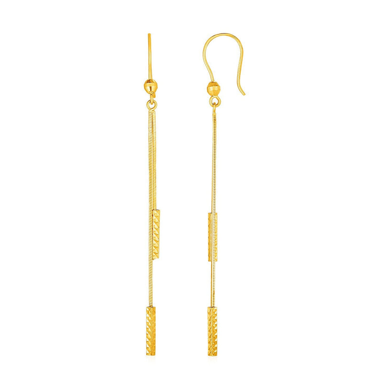 Bids.com Textured Bar Long Drop Earrings in 14k Yellow Gold Earrings White Smoke Yellow Gold