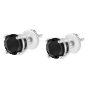 Bids.com 14K White Gold 2.00 Cttw Round Brilliant-Cut Black Diamond Classic 4-Prong Stud Earrings with Screw Backs (Fancy Color-Enhanced, I2-I3 Clarity) Earrings White Smoke White.Gold / 2,White.Gold / 0.5,White.Gold / 4,White.Gold / 1,White.Gold / 3,White.Gold / 6,White.Gold / 5