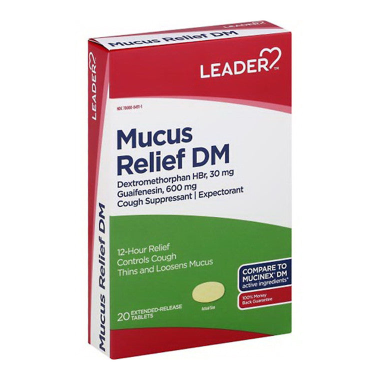 Leader Health Care Leader Health Care Mucus Relief DM 600 Mg Cough Extended Release Tablets Medicine & Drugs Lavender